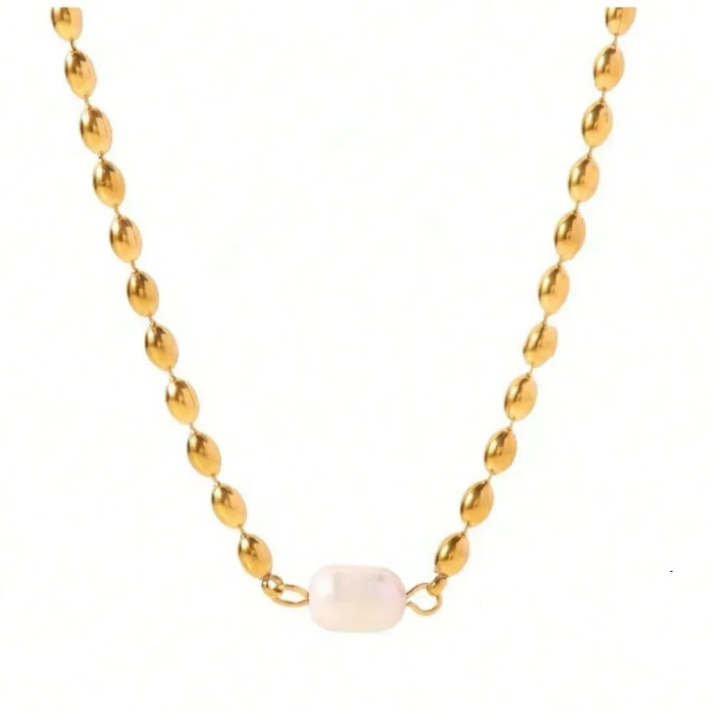 Yellow Gold Women's Luxury Vintage Style Gold Plated Stainless Steel Necklace